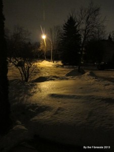 The thaw at night, out the front window.